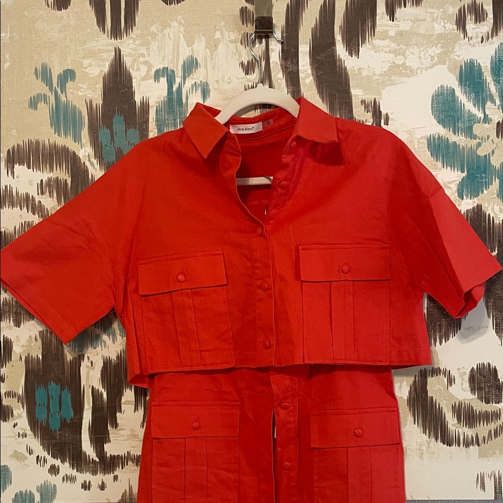Idem Ditto Bright red/orange? Crop top and skirt set
